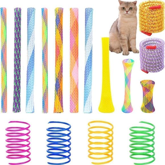 46 Pcs Cat Spring Toys Set, Colorful Cat Spring Toy and Cat Tube Toy - Picture 1 of 5
